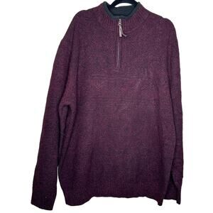 Pendleton Quarter Zip Sweater Pullover Washable Wool Shetland Red Wine Mens XL
